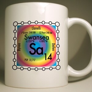 Swansea custom Sa postcode mug, UK science design SA14 (Bynea)