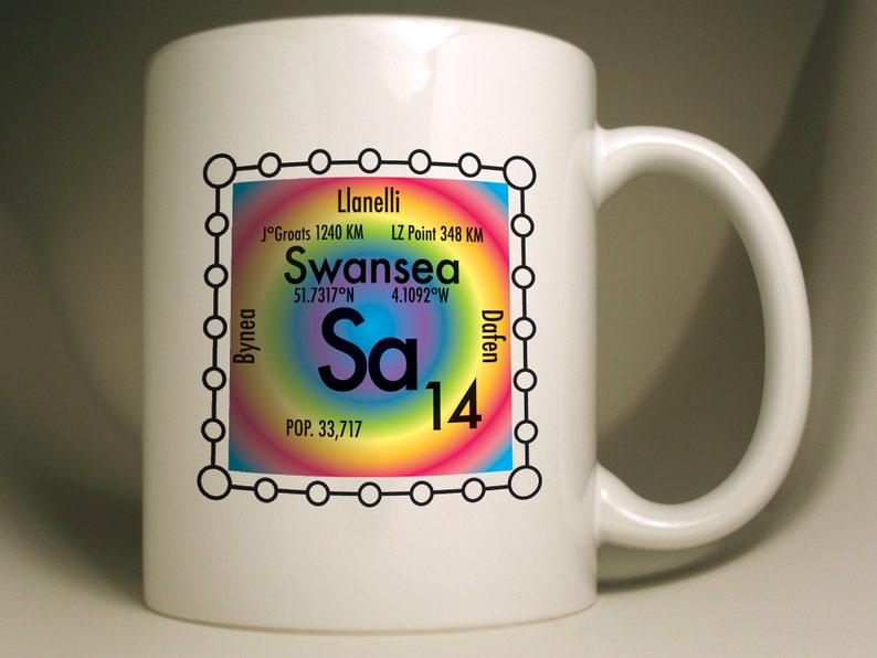 Swansea custom Sa postcode mug, UK science design SA14 (Bynea)