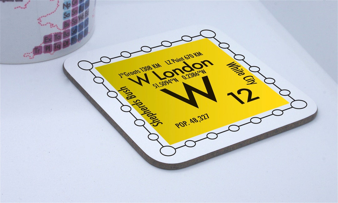 Postcode Coasters West London Coaster With a Science Design: W Postcodes - Etsy UK