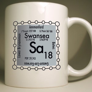 Swansea custom Sa postcode mug, UK science design SA18