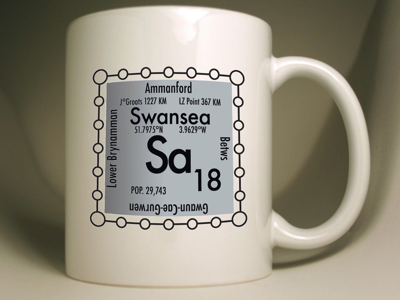 Swansea custom Sa postcode mug, UK science design SA18
