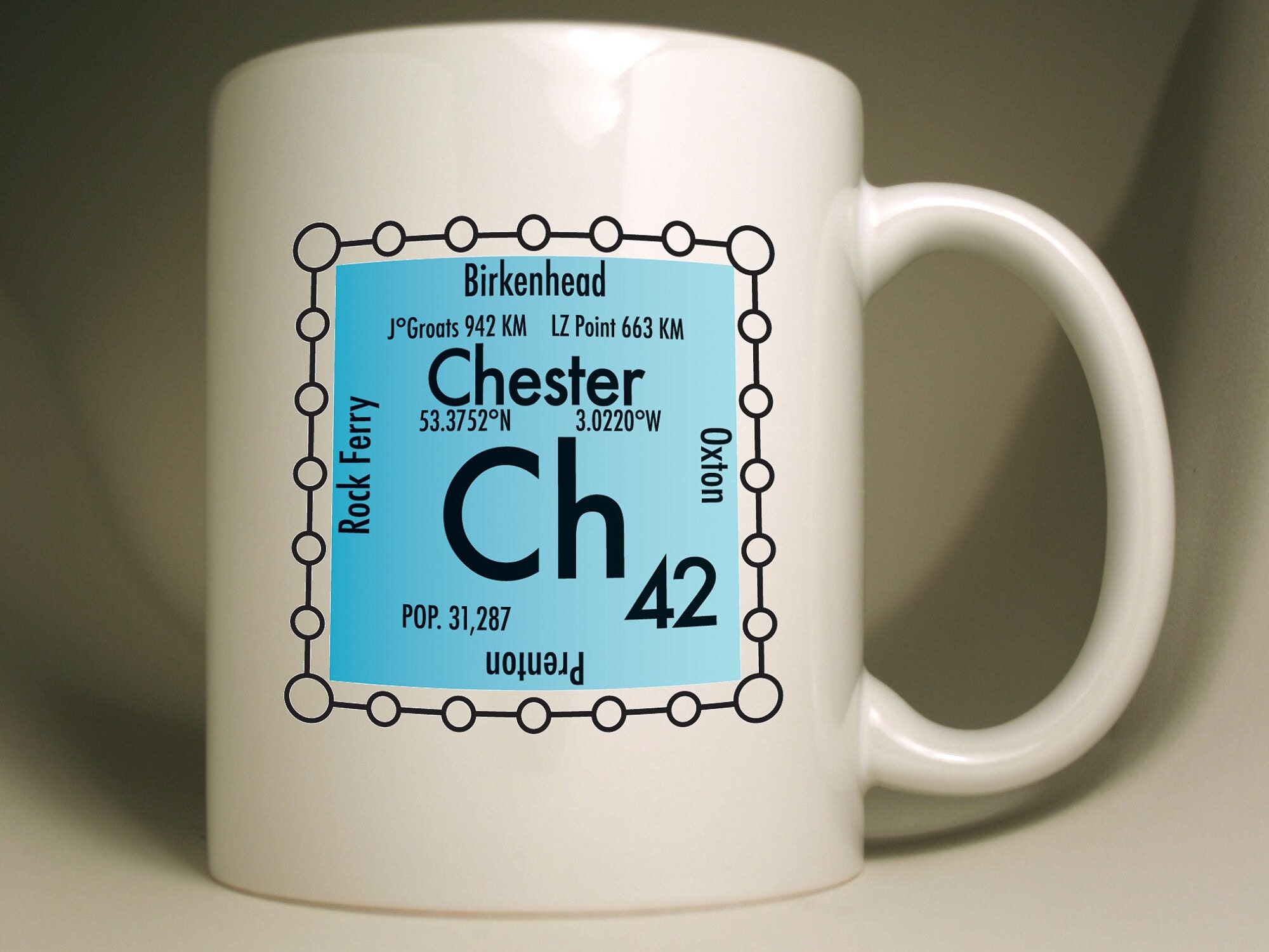 Chester Custom Ch Postcode Mug With Science Design - Etsy