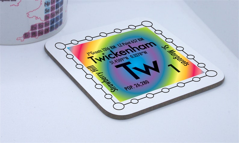 Postcode Coasters Twickenham Coaster With a Science Design: TW Postcodes - Etsy UK