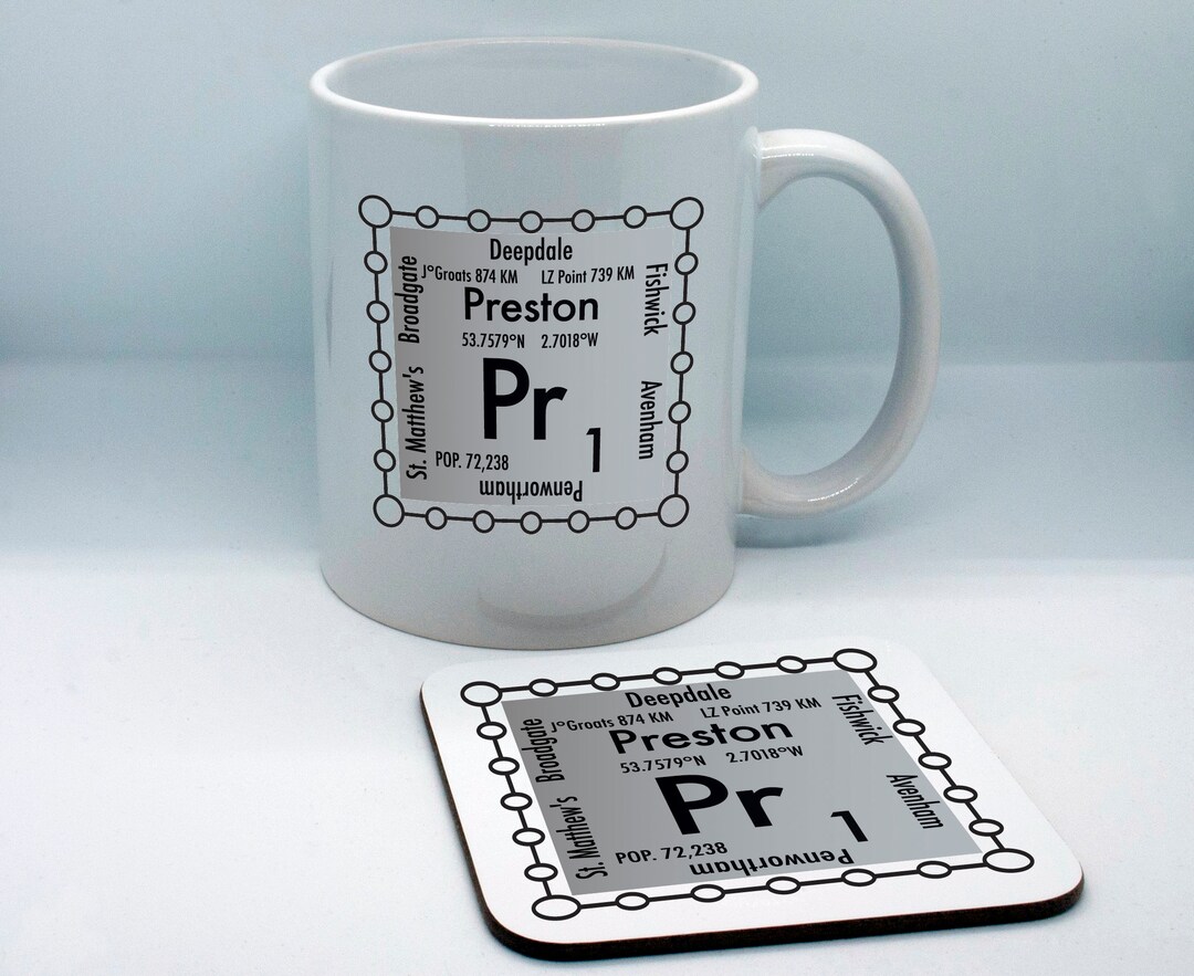 Preston Pr Postcode Coaster and Mug Personalised Science, Chemistry Set