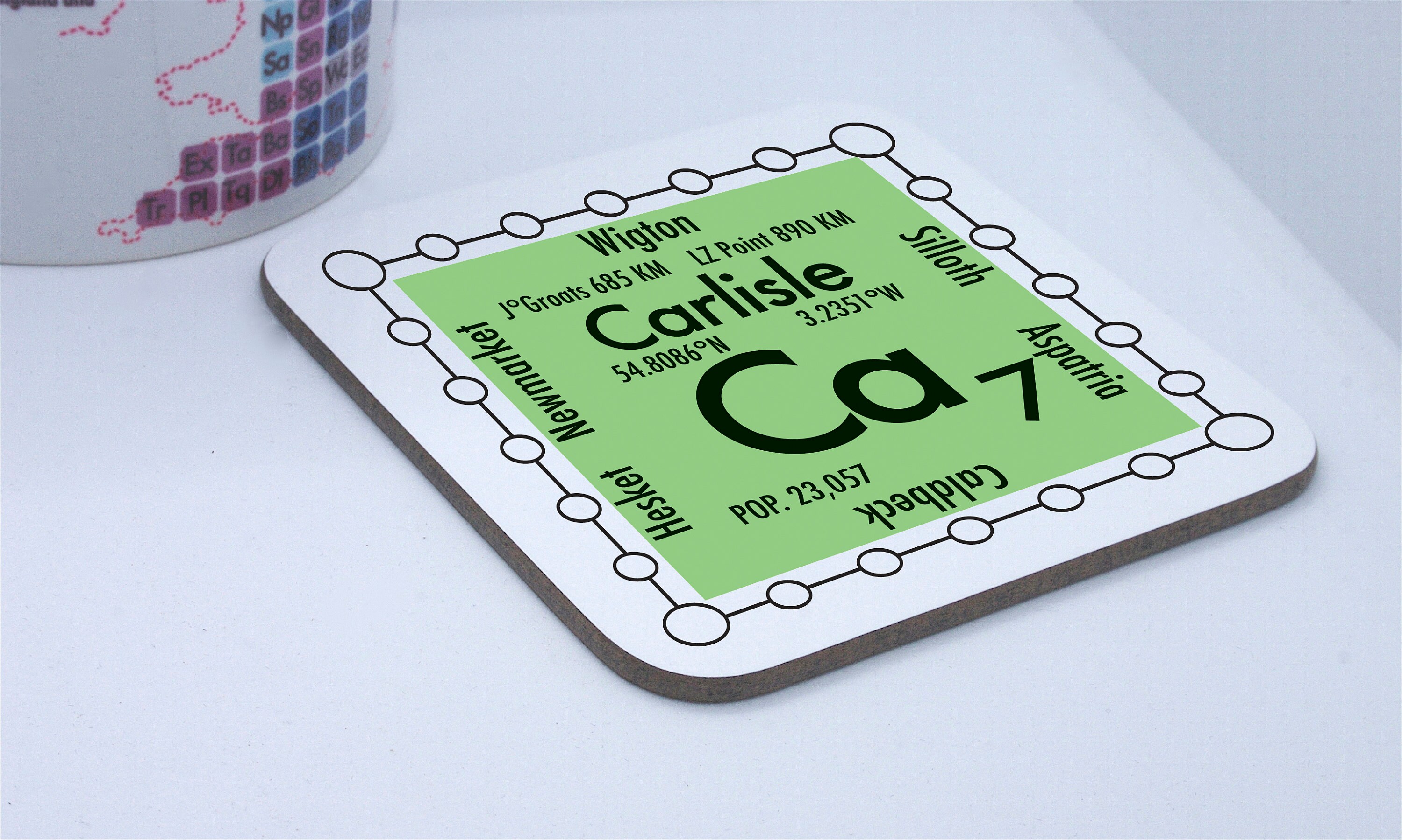 その他 m Carlisle Coaster With a Science Design: CA Postcodes - Etsy