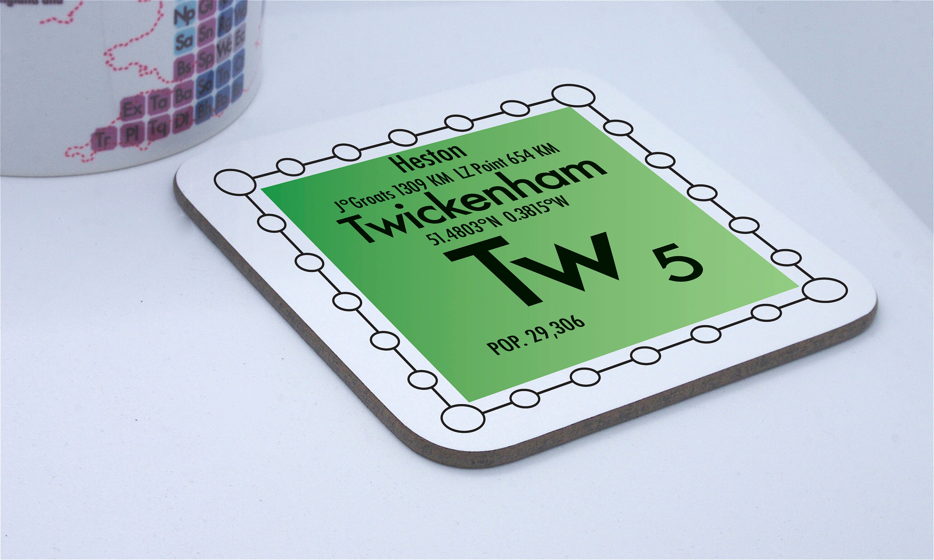 Postcode Coasters Twickenham Coaster With a Science Design: TW Postcodes - Etsy UK