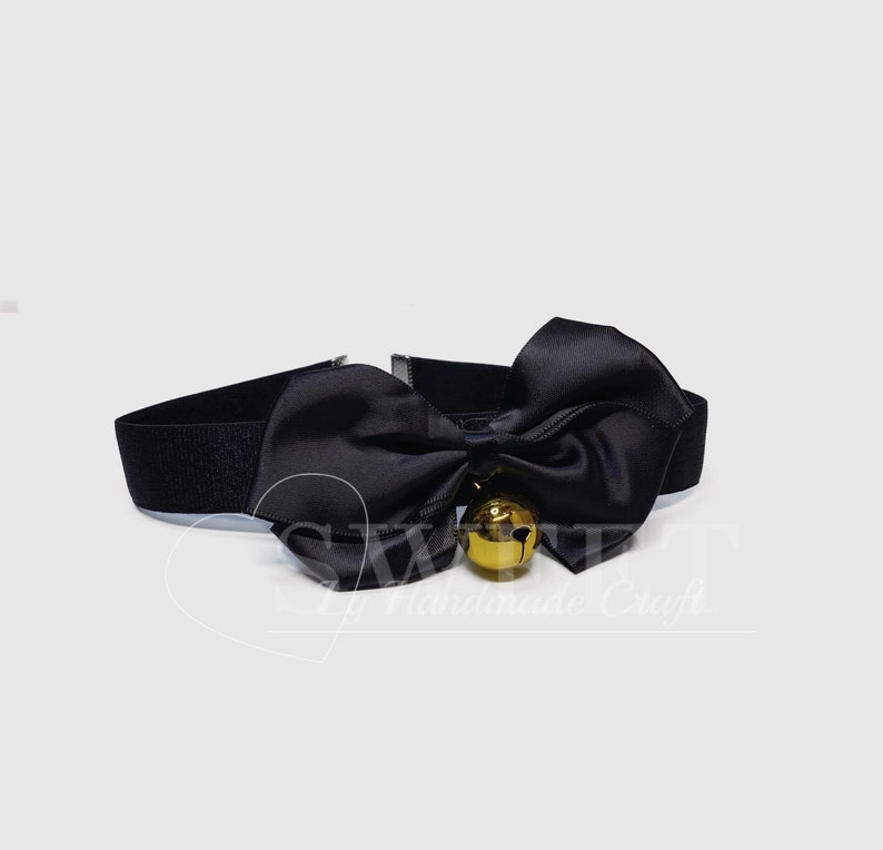 Black Ribbon Bow Choker – Anime Cosplay Collar With Gold Bell - Etsy