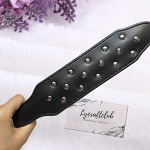 Punk Faux Leather Paddle | Rivet Handle Cosplay & Costume Prop | Gothic Fashion Accessory
