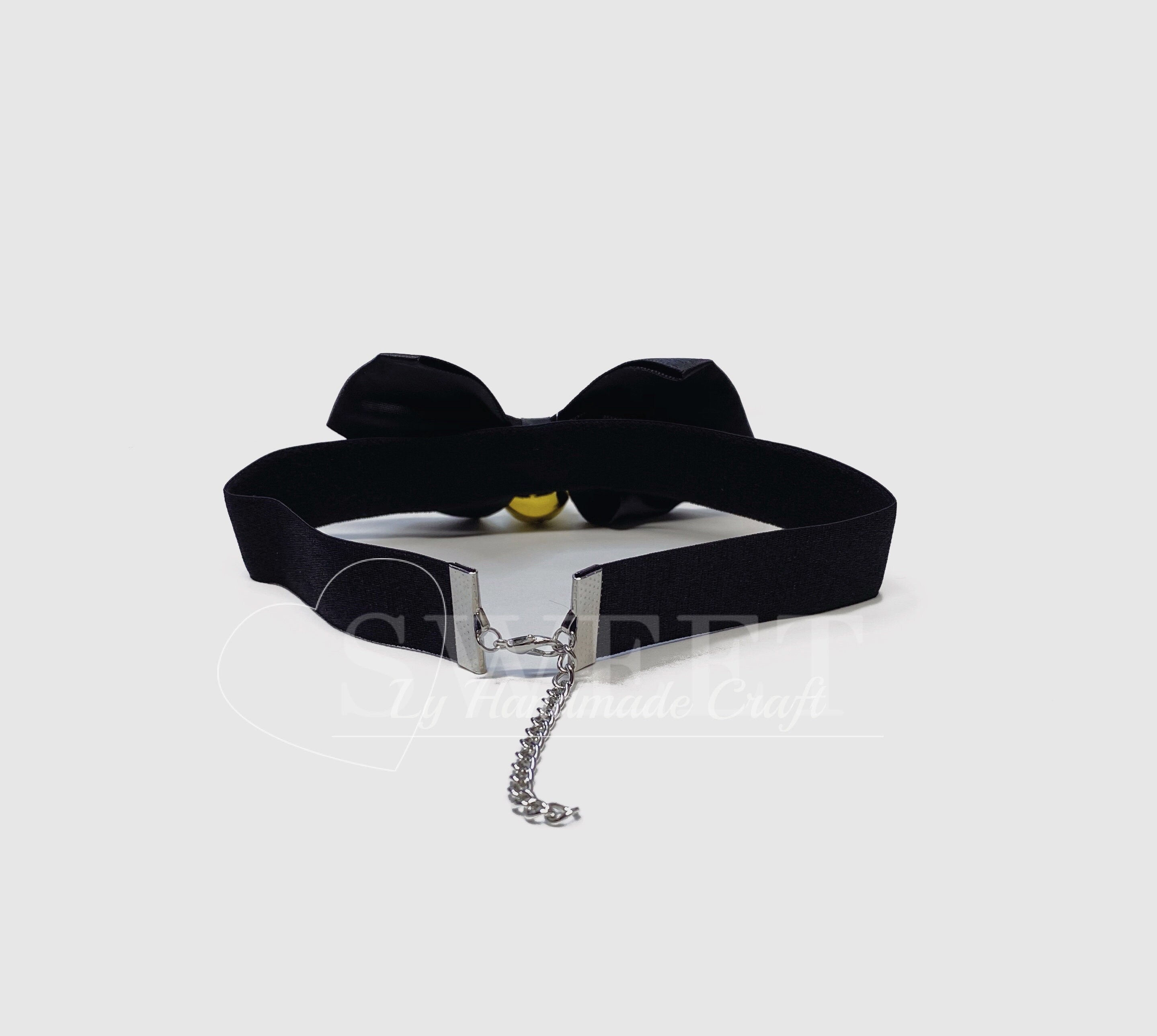 Black Ribbon Bow Choker – Anime Cosplay Collar With Gold Bell - Etsy