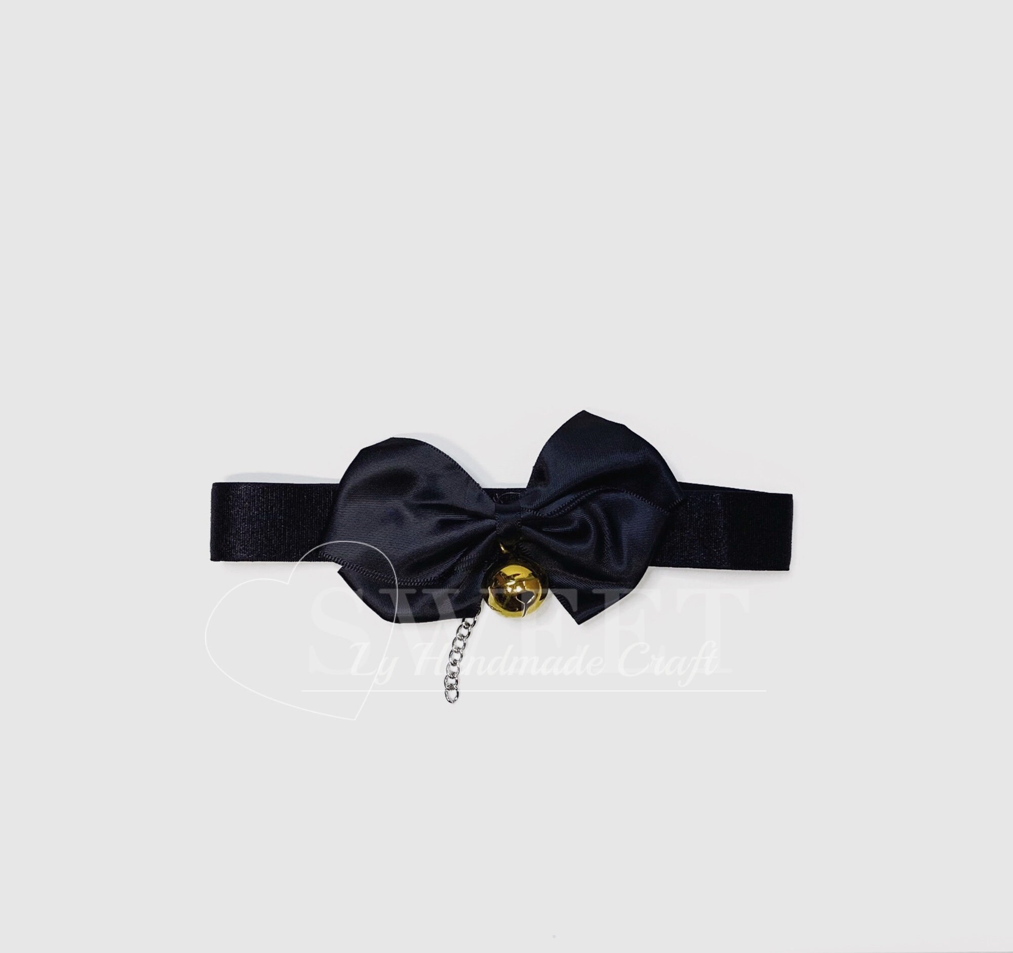Black Ribbon Bow Choker – Anime Cosplay Collar With Gold Bell - Etsy