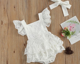 Multi White Black Toddler Lace Stretchy Ruffle Romper with Straps Multi White Black Toddler Lace Stretchy Ruffle Romper with Straps