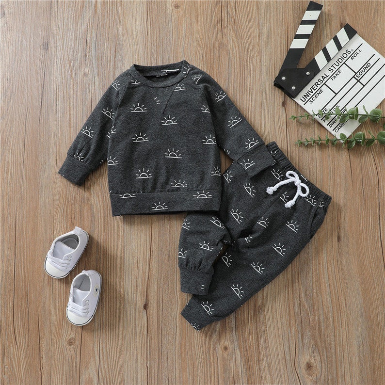 Sun Print Long Sleeve Baby Boy Jogger Set Etsy