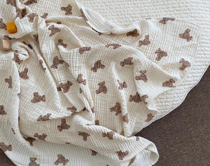 Bear Print Baby Blanket Swaddle Etsy