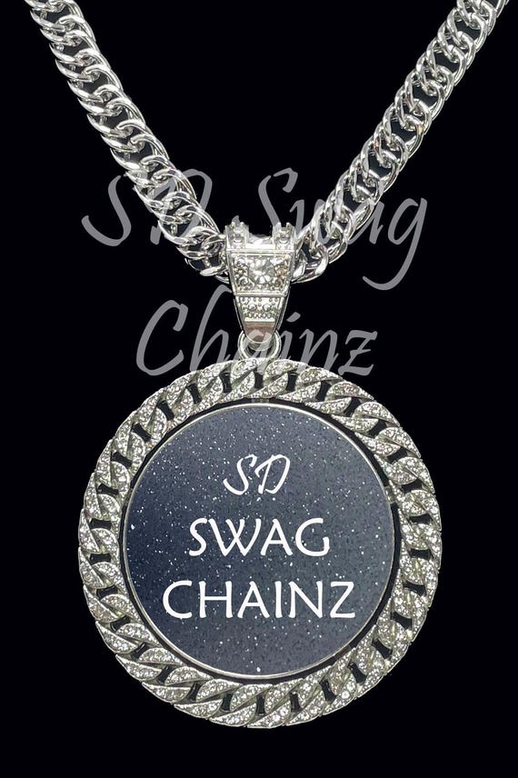 SWAGGER 90’s Bling Bling Chain Necklace Riuziyi Plastic Shiny CZ Rhinestone Curb Cuban Link Chain Miami