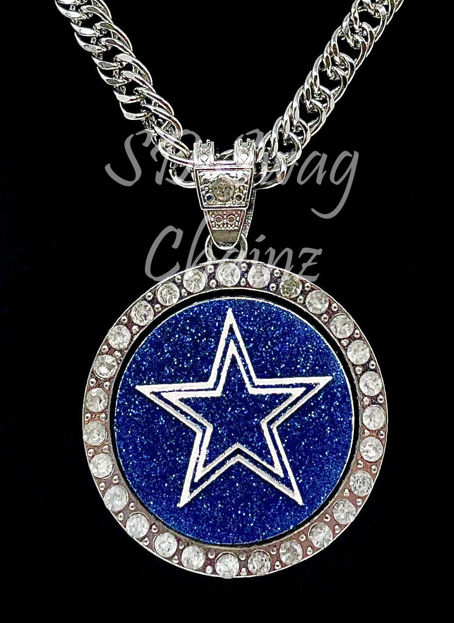 Dallas Cowboys Spinning Necklace Custom Swag Chain Silver Etsy