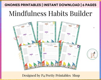 Mindfulness Habit Printables Kids Chores activities daily routine Cute Gnome Santa toddler motivation morning night to-do Christmas in July