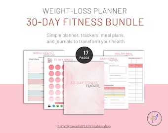 Minimalist Fitness Planner Printable, 30-day Fitness Challenge, Fitness Trackers, Weight-Loss Printables, Wellness Planner, Exercise Tracker