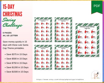 Christmas Saving Challenge Saving Tracker Money Goals Holiday Sinking Fund Printable Cute Santa Hat Cash Envelope Insert Christmas in July