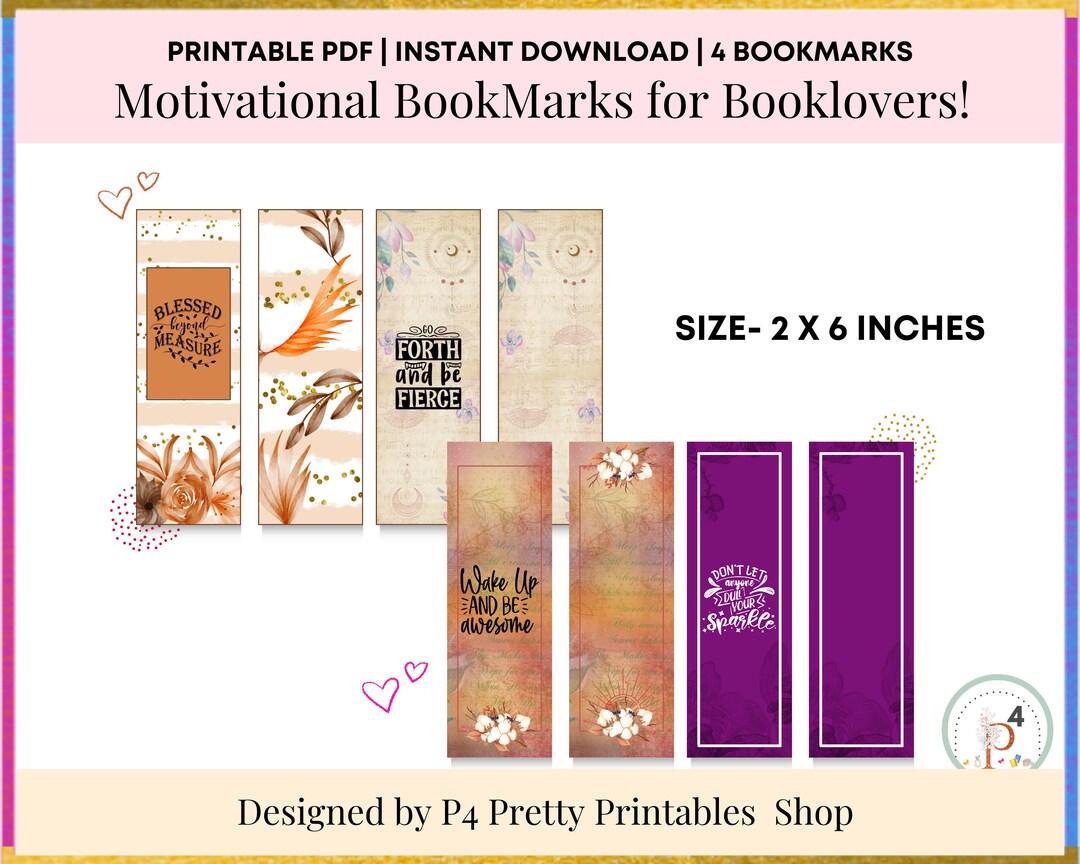 Printable Bookmarks Set Doublesided Bookmarks Etsy