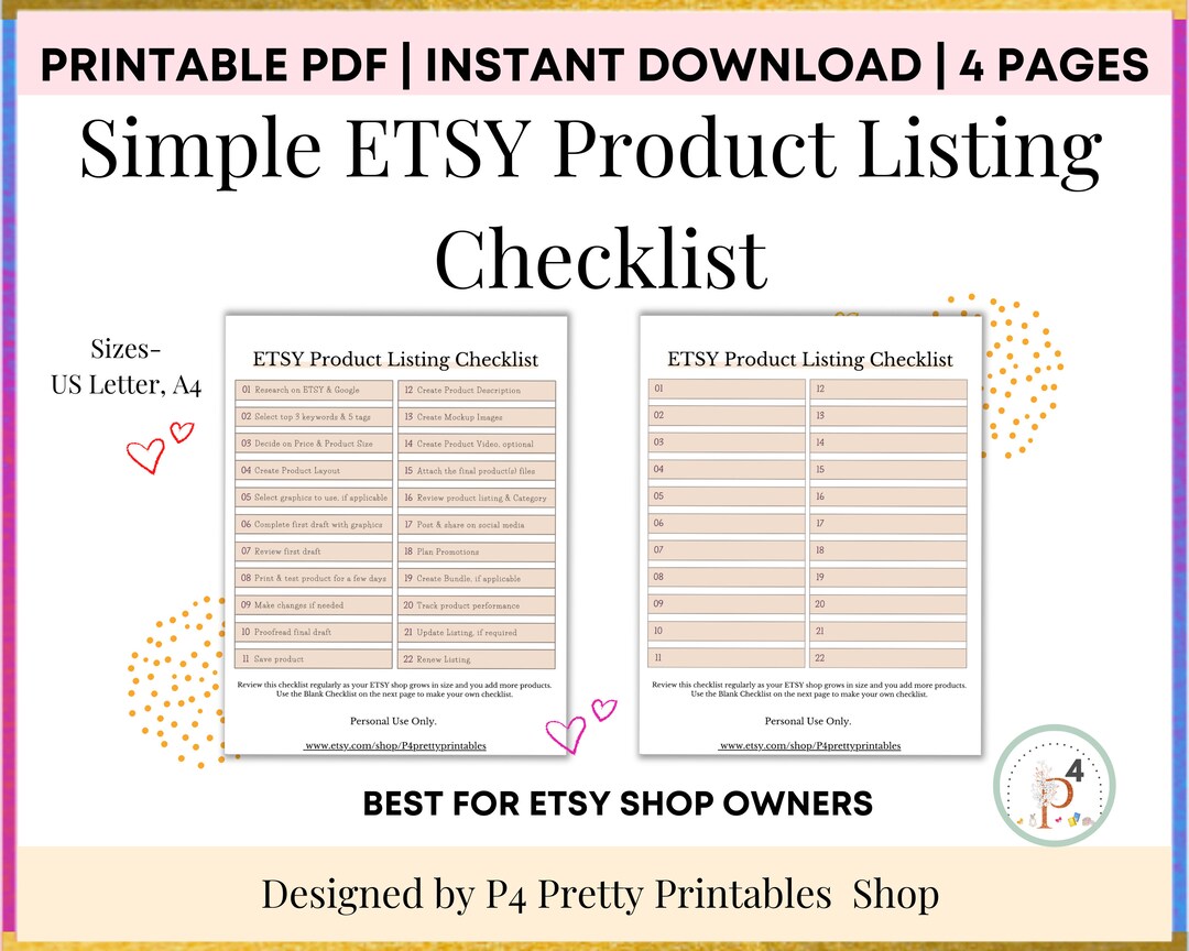 Etsy Listing Checklist Digital Seller Checklist Product Etsy