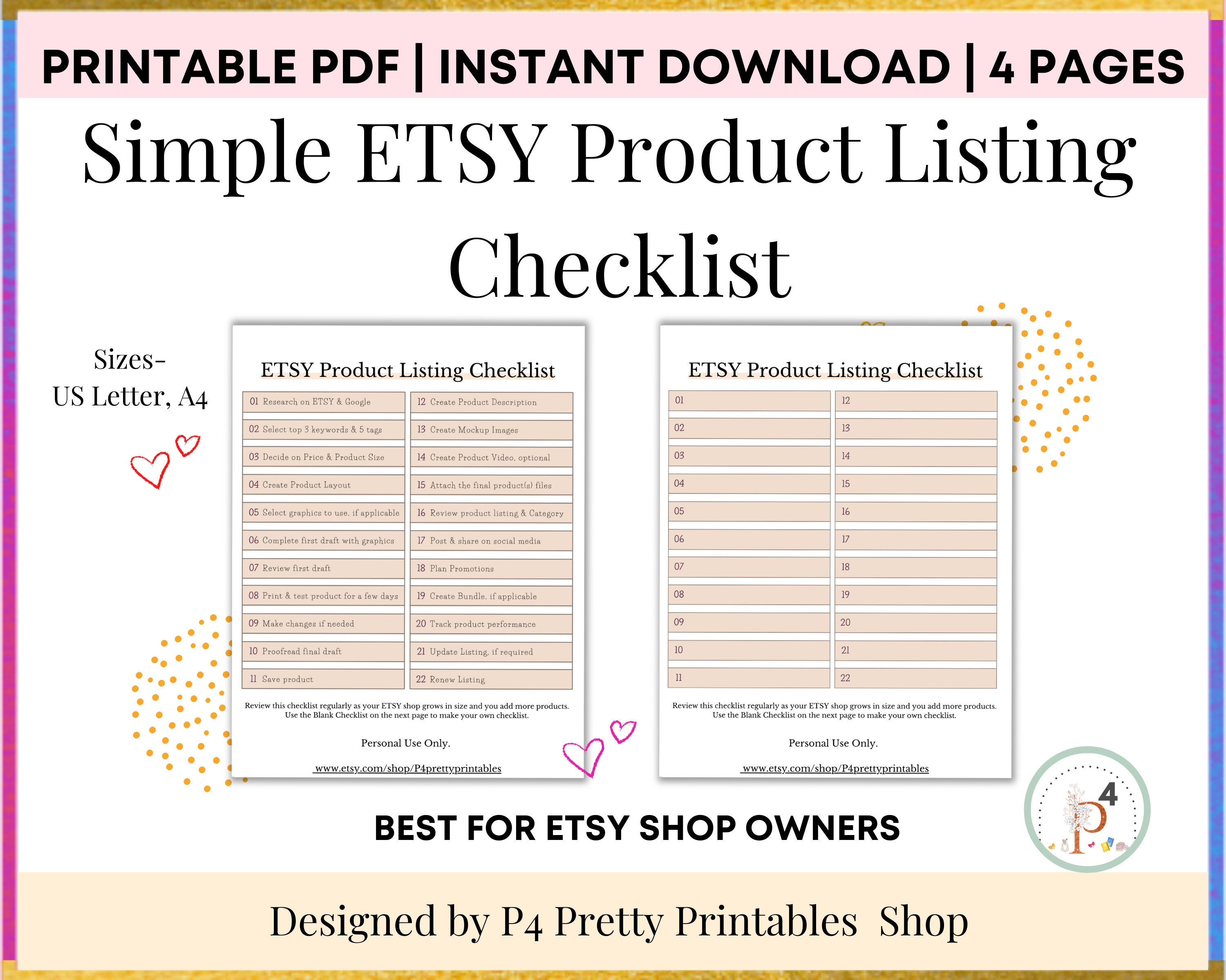Etsy Listing Checklist Digital Seller Checklist Product Etsy