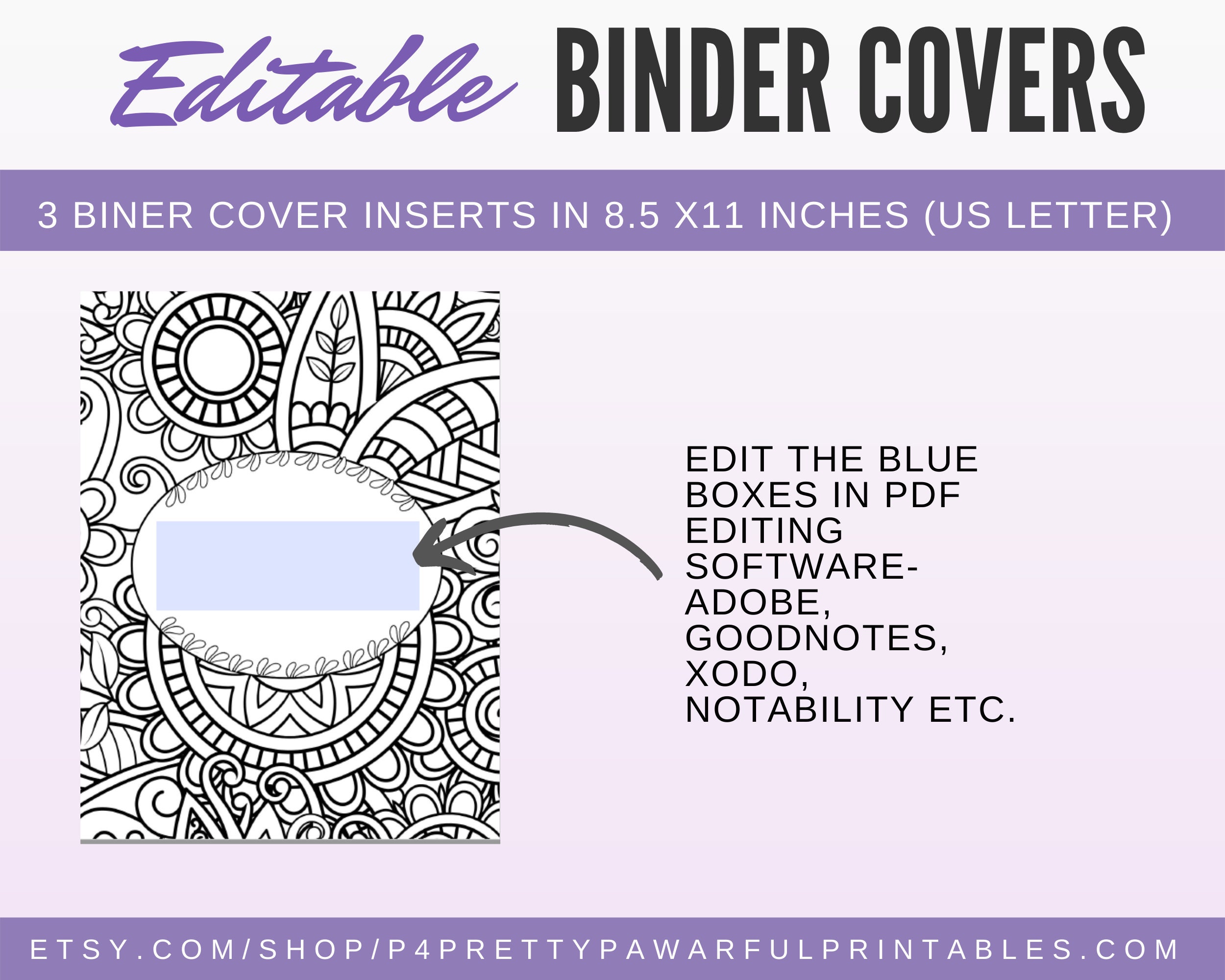 Coloring Sheet Fillable Binder Cover Editable Planner Front - Etsy