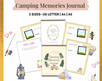 Camping Journal RV Camp Tent Camping Glamping Memories Camp Logbook Road Trip Hiking Fishing Log Camping Planner Women Family Photo Book PDF