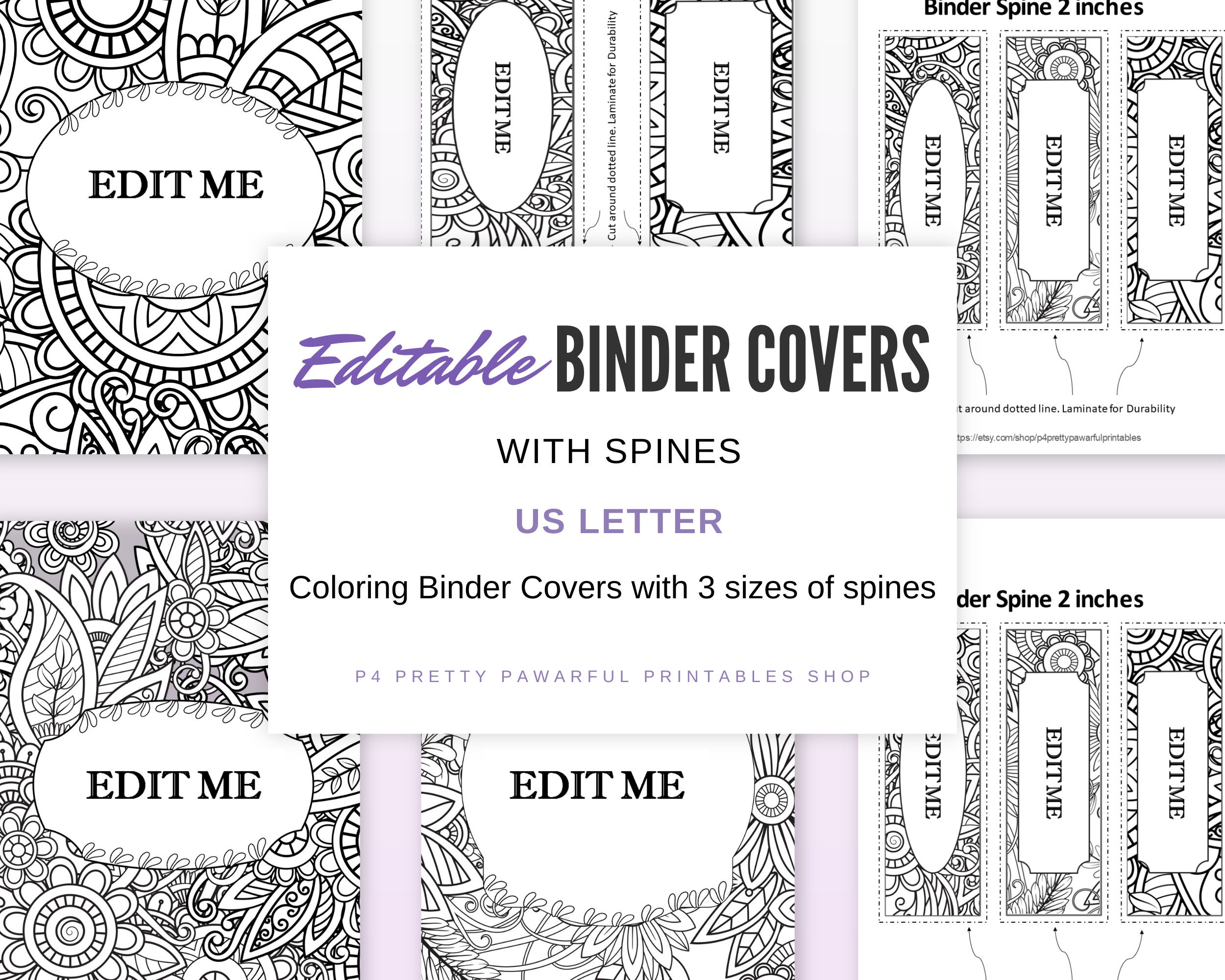 Coloring Sheet Fillable Binder Cover Editable Planner Front - Etsy