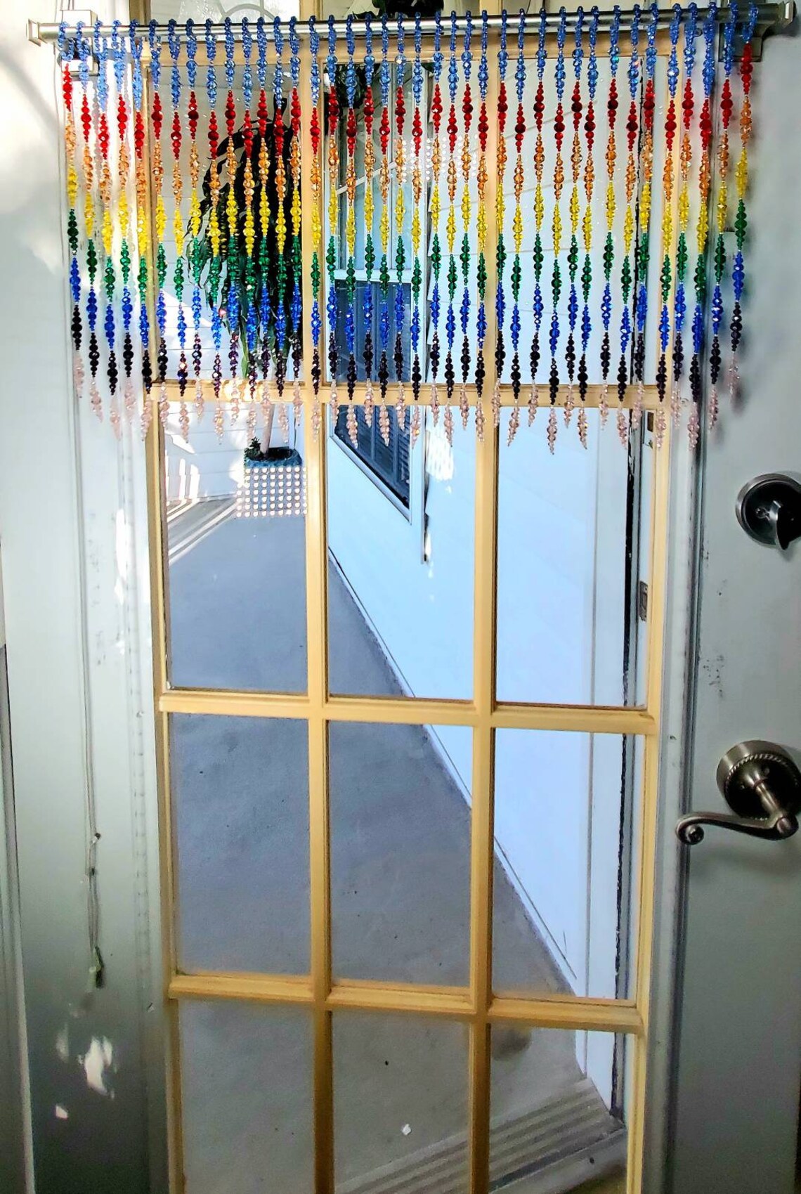 Beaded Glass Curtains One Entire Rainbow Valance Etsy