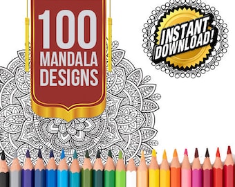 100 Printable Mandala Colouring Pages | Colouring Book | Digital | Instant Download