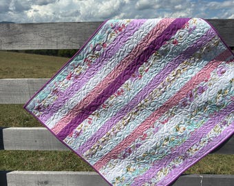 Lavender Dreams String Quilt 40"x44"  Throw Nursery Quilt