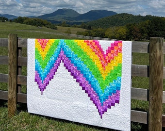 RAINBOW BARGELLO Full Size Quilt | 69”x79” Handmade Cotton Quilt