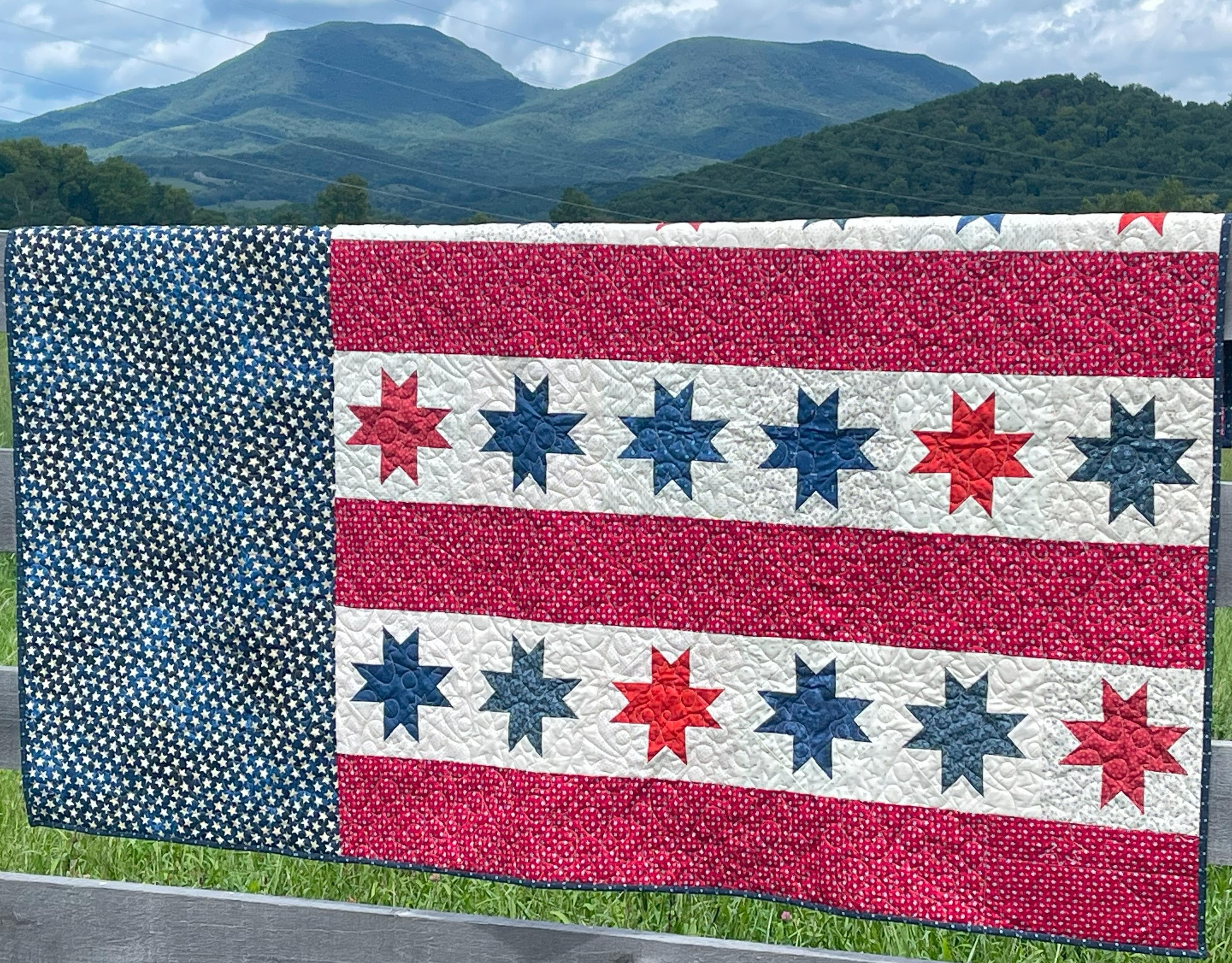 Red, White and Blue (The American) 48"x68" Throw Quilt