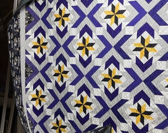 WINTER SOLSTICE King Size Quilt | 94”x105” Handmade Cotton Quilt | Boho Cozy Bed Quilt Blanket as Housewarming, Parents, Family Gift.