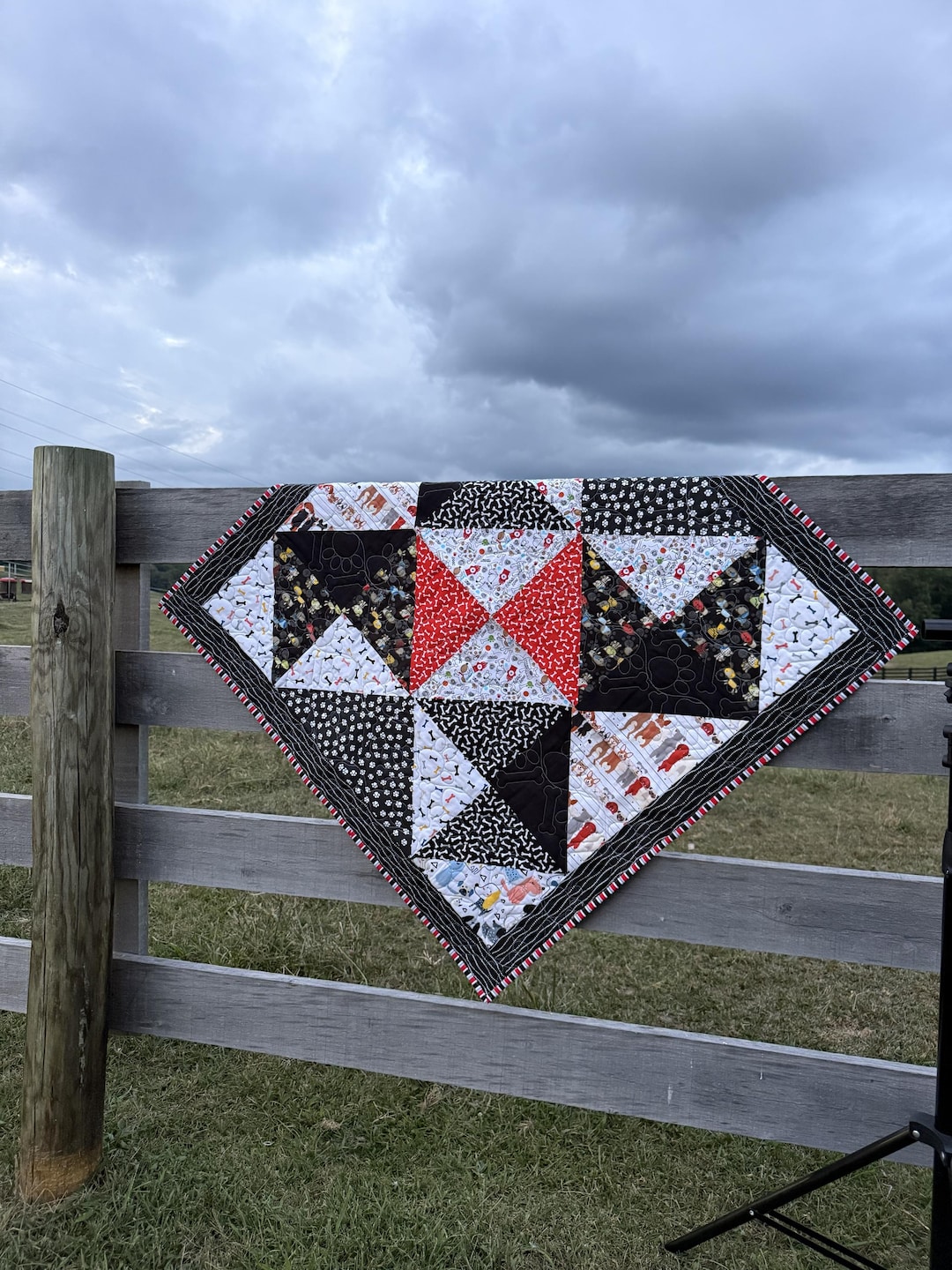 Handmade Red Black & White Patchwork Quilt – 38x38 Pet Blanket - Etsy