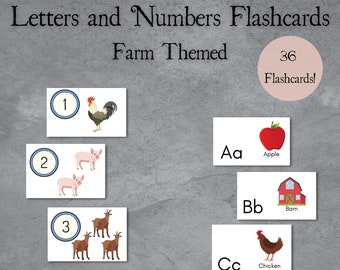 Farm Themed Letters and Numbers Flashcards, Printable Flashcards to Download