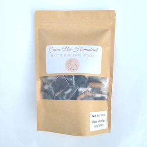 Dehydrated Rabbit Hide Dog Treats | 2 Ounces, Single Package