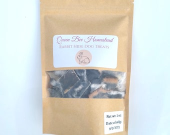 Dehydrated Rabbit Hide Dog Treats | 2 Ounces, Single Package