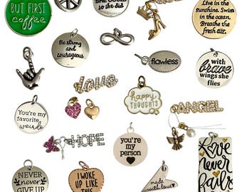 Inspirational Saying Charms for bracelets, necklaces & jewelry making