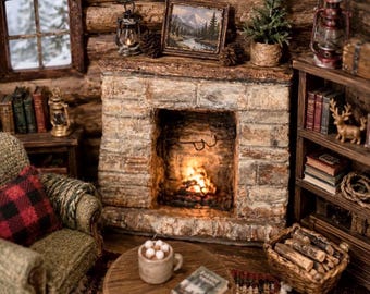 1:12 Scale Miniature Dollhouse Fireplace