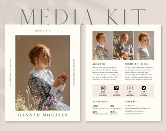 2 Page Beige Media Kit Template, Influencer Media Kit, Media Kit Rate Sheet, Instagram Influencer. Media Press Kit, Canva Media Kit