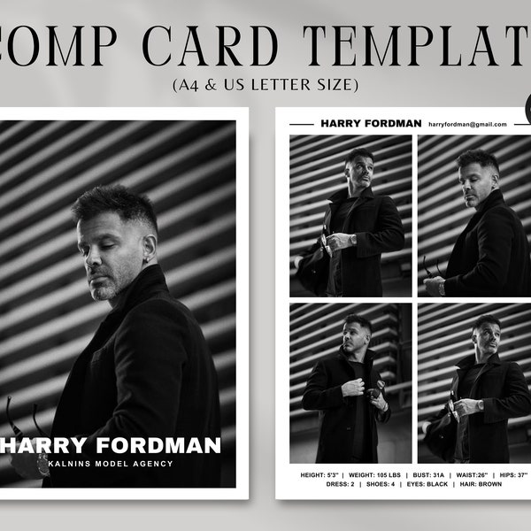 Male Model Comp Card - Etsy
