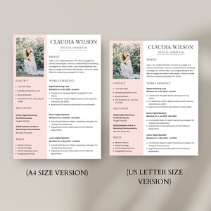 Clean Resume Template, Canva Resume, Professional Creative Resume Template for Canva, Sorority Resume, Cover Letter, CV, Instant Download image 5