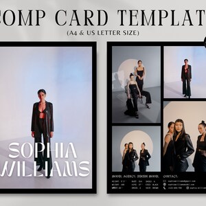 Model Comp Card Template, Canva Template, Fashion Model Zed Card, Model Portfolio Template, Fashion Resume Photo Card, Editable
