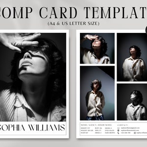 Modellering Comp kaartsjabloon, Canva sjabloon, Model Portfolio sjabloon, Fashion Model Zed Card, Fashion CV fotokaart, bewerkbaar