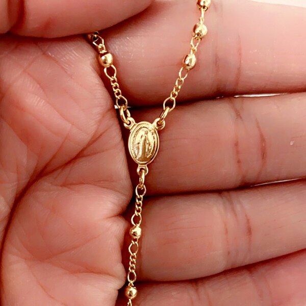 Gold Rosary Necklace Etsy