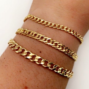 18K Gold Filled Cuban Link Chain Bracelet, Dainty Gold Curb Chain Bracelet, Minimalist Gold Jewelry, Miami Cuban Chain Bracelet For Women