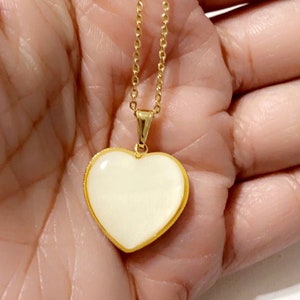 18K Gold Filled Nacre Heart Necklace, Delicate Nacre Heart Necklace, Simple Gold Necklace Jewelry, Dainty Heart Necklace Gift For women