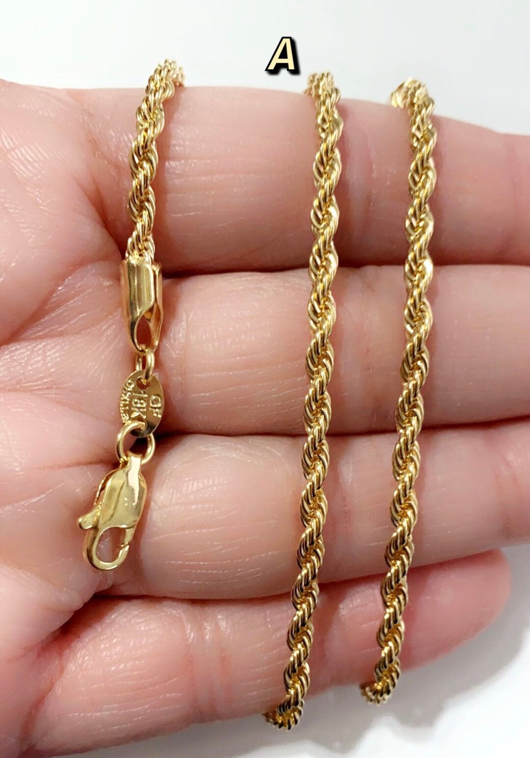 18k Gold Filled Rope Chain Necklace Rope Thick Chain Etsy