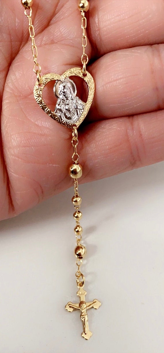 18K Gold Filled Rosary Necklace Gold 